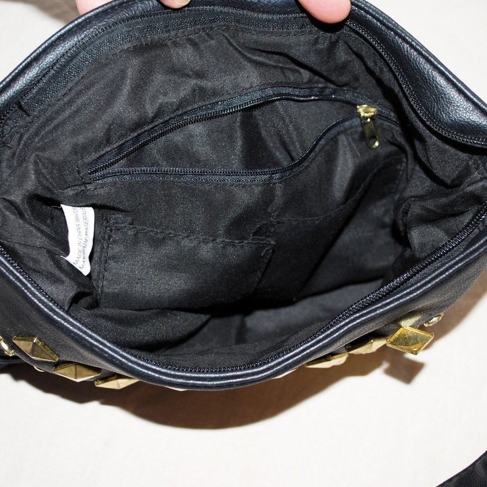 Black Leather Rhinestone Crossbody Bag - Picture 4 of 4